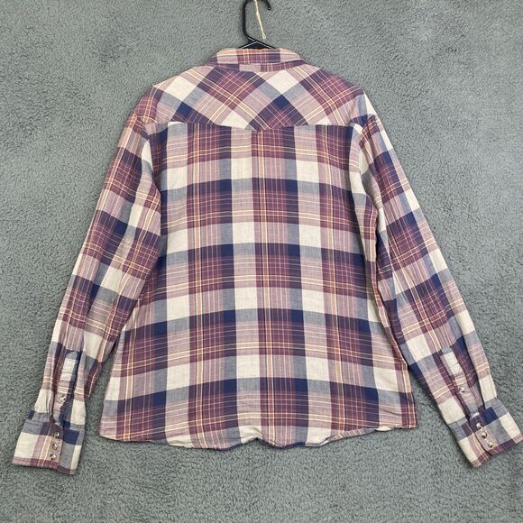 Salt Valley Western Shirt Mens Large Purple Blue Plaid Long Sleeve Pearl Snap - Picture 13 of 13